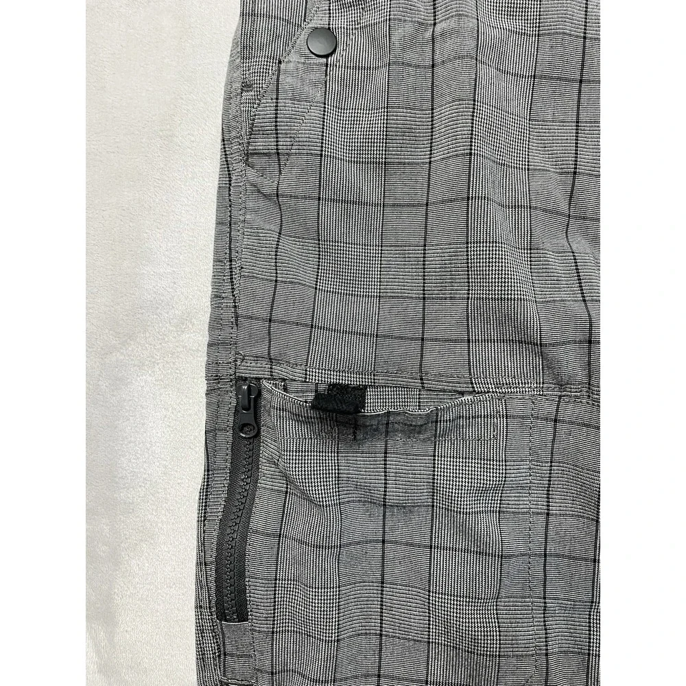 Projek Raw Act I Flex Cargo Short Men 33 Gray Plaid Stretch 12'' inseam Outdoor